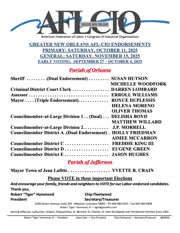 Endorsements 10/11/2025